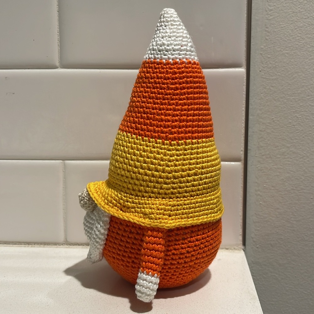 Handcrafted Candy Corn Gnome Holiday Halloween Fall Decor Amigurui Crochet - Picture 8 of 10